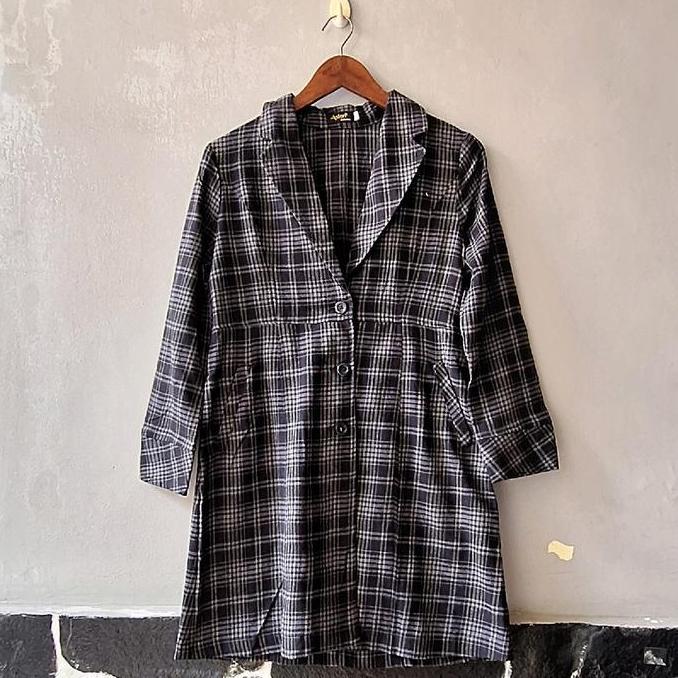 Murah Gita Blazer Wanita by Astan Blajer Flanel Motif Kotak Outer Non COD