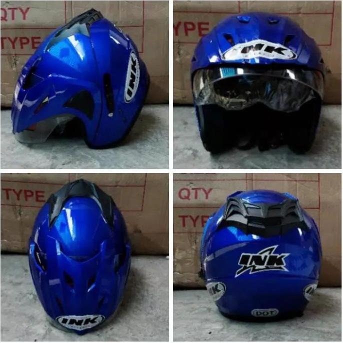 Helm INK TERBARU Dobel Visor type T1 BIRU TUA