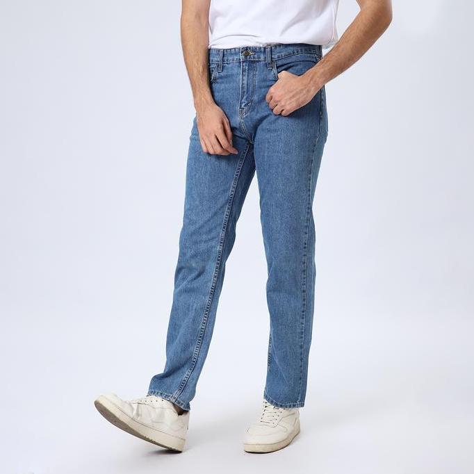 EDWIN JEANS - Celana Panjang Denim Pria Reguler Fit Straight Jeans 801 Slub LIGHT BLUE INDIGO (TERBA