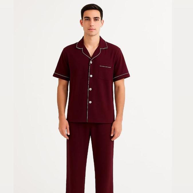 Set Piyama Dewasa Pria Polos | Setelan Baju Tidur Cowok Dewasa CP Nyaman | Baju Tidur Pria (TERBAIK)