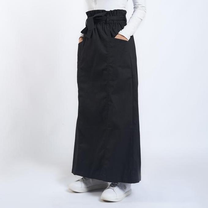 DLINE Bawahan Rok Katun Panjang Wanita Long Skirt Maxi Cotton Pinggang Karet Fit XL Ashley 304 Linen