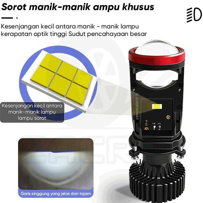 TERBARU - ZACRO Y7D Lampu LED Mobil Dan Motor H4 Mini PROJECTOR PROJIE SUPER BRIGHT 50 Watt Dilengka