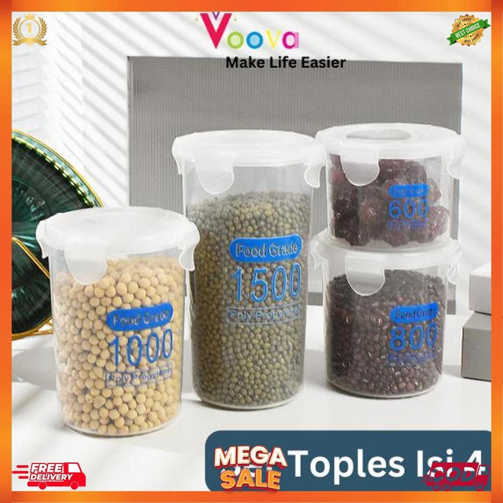 Terlaris Voova Toples Tabung Serbaguna/ Toples Tebal/ Toples Kedap Udara/ Toples Plastik Tebal