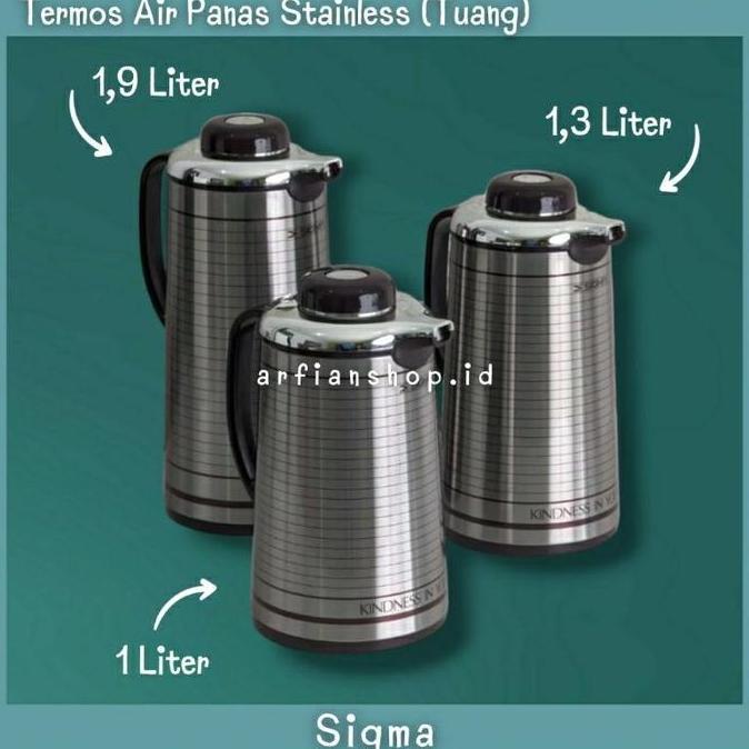 Termos Air Panas Stainless Pencet Tuang 2 Liter, 2,5 Liter, 1 Liter, 1.3 Liter, 1.6 Liter, 1.9 Liter