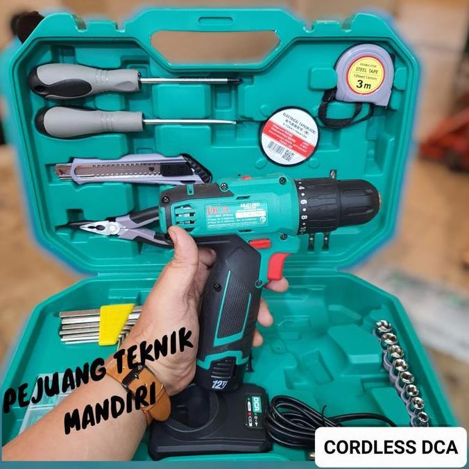 Miliki Mesin Bor Set Cordless Dca Adjz1202I 12V / Bor Baterai Dca Adjz 1202I