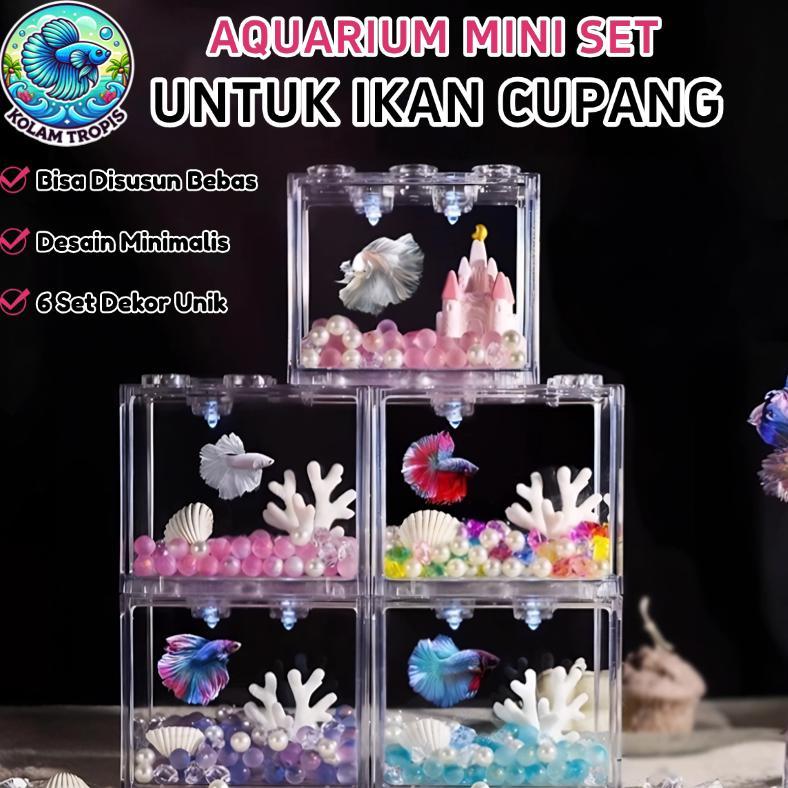 TERBARU 2026 Aquarium Set Lengkap Ikan Cupang Aquarium Cupang Estetik Aquarium Akrilik Aquascape Min