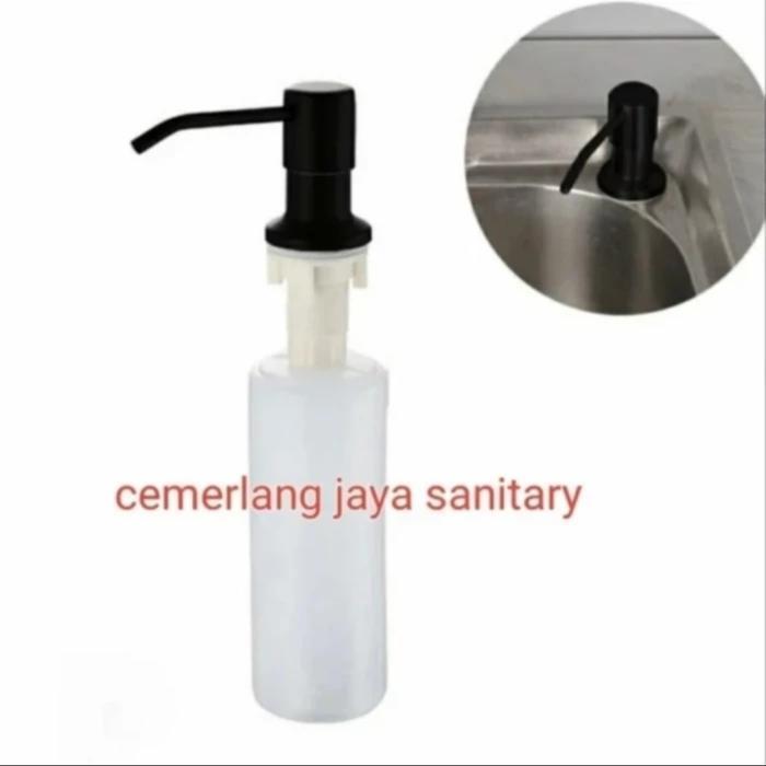 Paket Kitchen Sink Stainless 8050 HITAM / Sink 8050 Black 1 lubang Besar + kran Fleksibel Tembok HIT