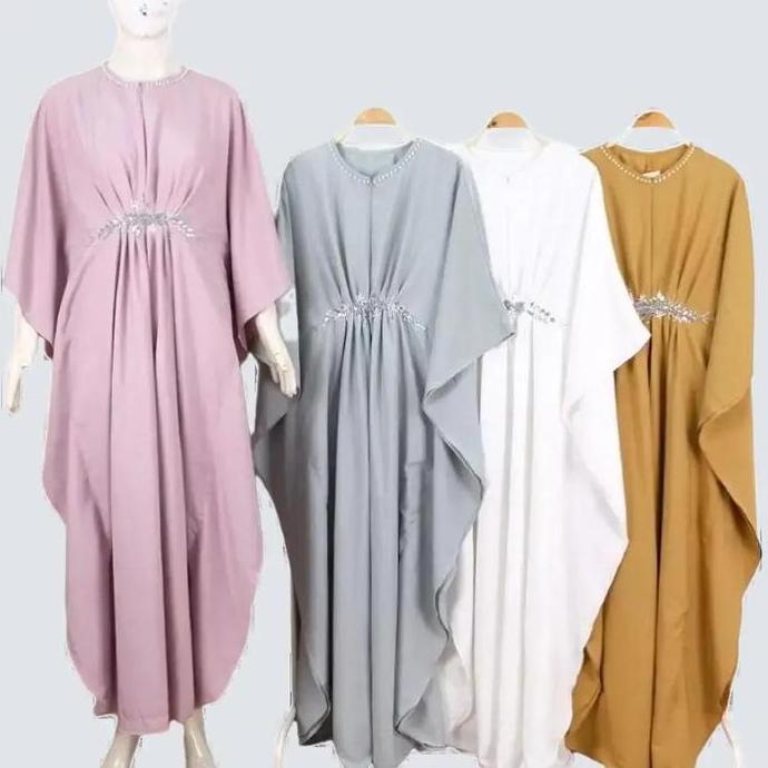 Allaya Kaftan Lebaran (Gamis Mutiara Busana Muslim Wanita) Batwing  Cantik Dress  Pesta Kondangan Fo