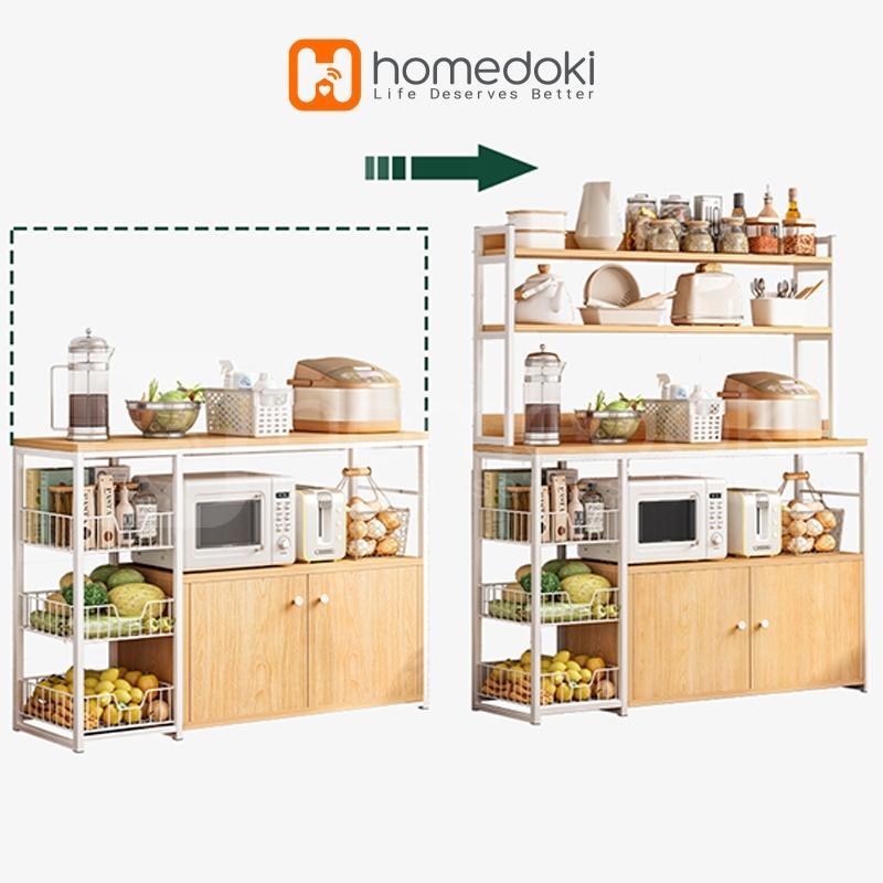 Homedoki Rak Dapur Kayu/Lemari Dapur/Lemari Dapur Minimalis/Rak Dapur Minimalis/Rak Microwave