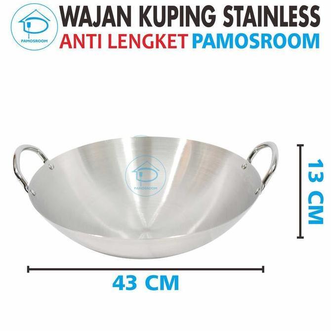 Calypso Wajan 43Cm Kuali Wajan Penggorengan Stainless Steel Ukuran 43cm Anti Lengket