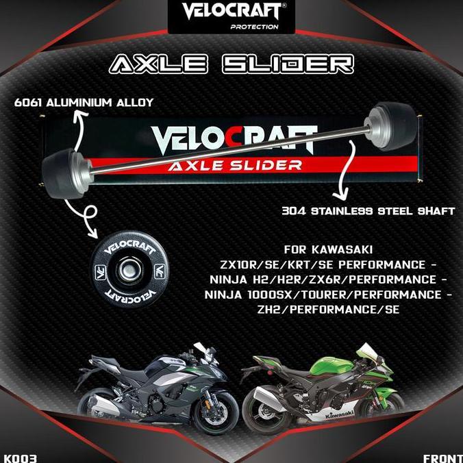 TERBARU - Axle Slider Velocraft As Roda Front / Depan K003 Kawasaki ZX-10R SE KRT SE Performance ZX-