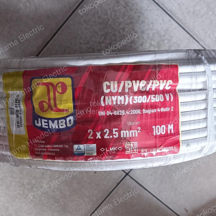 Kabel NYM 2x2.5 mm Jembo | Kabel Tunggal Jembo NYM 2x2,5 mm 100 Meter