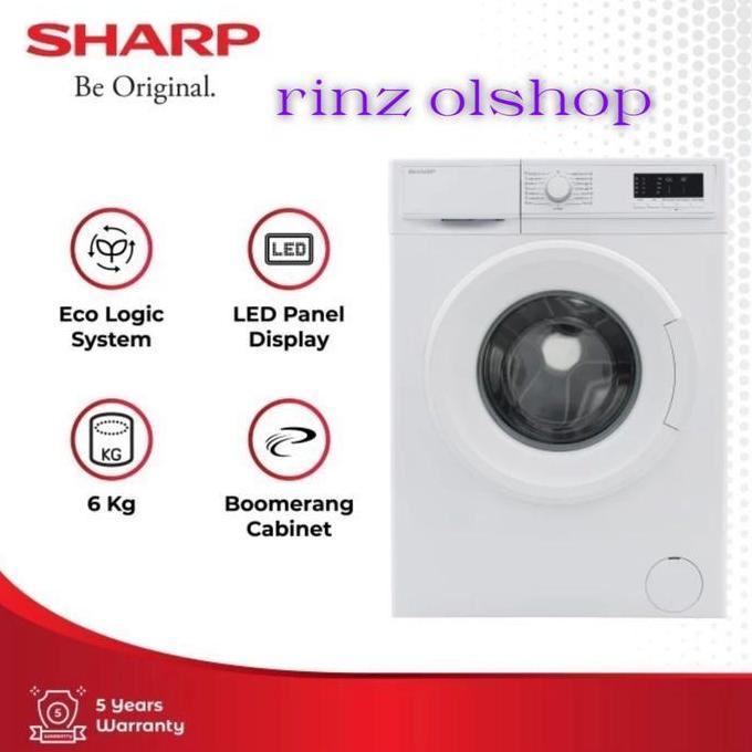 MESIN CUCI SHARP ES-FL1062 FRONT LOADING 6 KG QUICK WASH ESFL1062  ESFL1062B (TERBAIK) (TERBARU) (TE