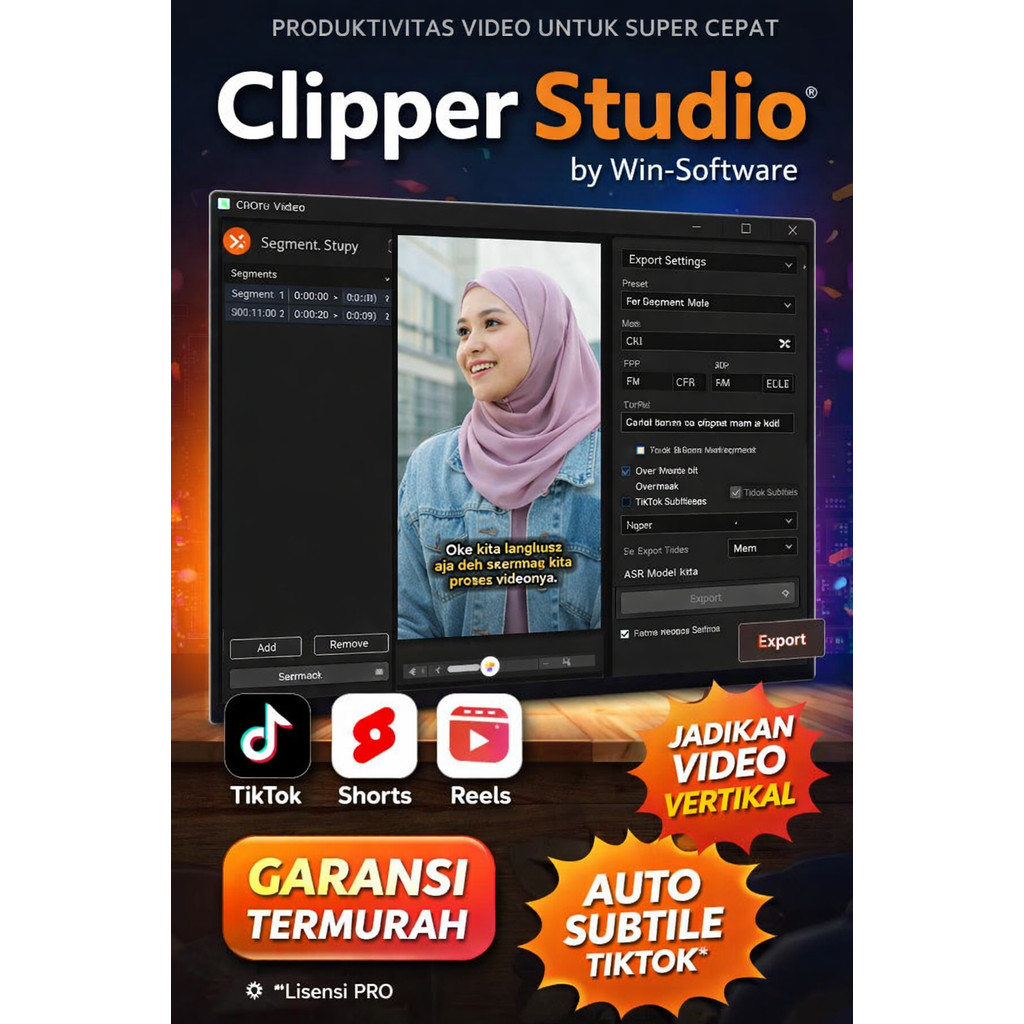 Bikin Konten Harian Cepat – Auto Clipper Shorts/TikTok + Subtitle