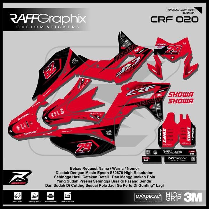 GRATIS ONGKIR (PREMIUM) DECAL CRF 150 MERAH PUTIH CUSTOM FULL FREE COSTUM NAMA 
