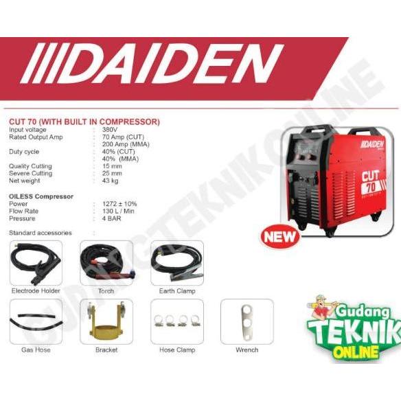 DHEALOKA Mesin Las CUT 70 With Compressor DAIDEN 3Phase 380V / Mesin Las Listrik Potong Inverter Cut