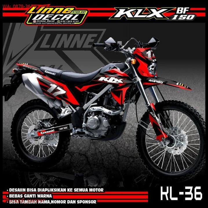 TERBARU PREMIUM DECAL KLX 150 BF MERAH BIRU  STIKER KLX BF 150STRIPING KLX 36
