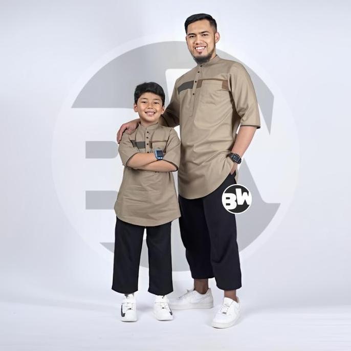 TERBARU  BATIK WILDAN - BAJU KOKO COUPLE AYAH DAN ANAK MOTIF AMMAR BAHAN POLY SIGNATURE MODEL KOKO K