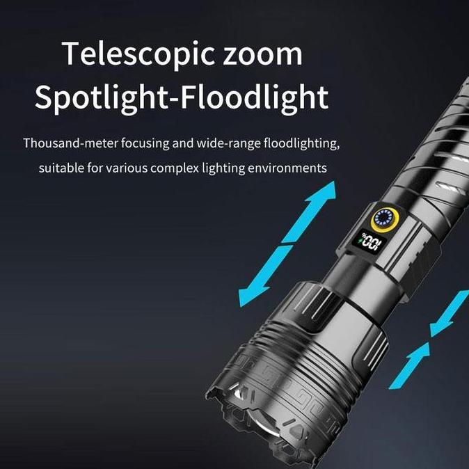 Sale Lampu Senter Aluminium Super Terang, Led Bisa Zoom, Tahan Lama & Jangkauan 100000 Lm Pencahayaa