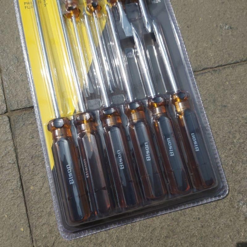 Obeng Set 10Pcs 10 Pcs Radio Cebol Min Plus Minus 2" 3" 4" 6" - Bison