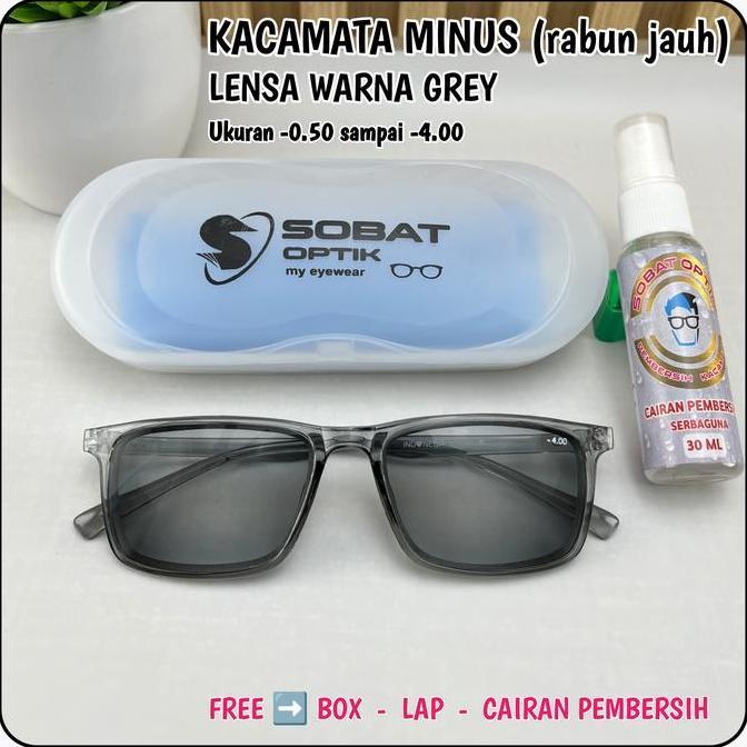 Bargoyer - Kacamata Minus Rabun jauh Lensa Warna Grey Bisa Pria Atau Wanita Ukuran -.5 Sampai -4.