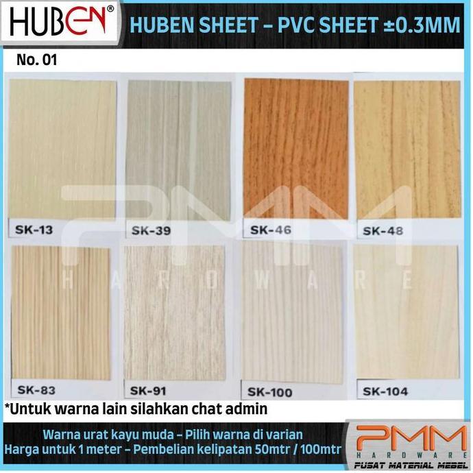 PVC SHEET TEBAL 0,3 WARNA URAT KAYU MUDA TACO SHEET DECO HUBEN SHEET