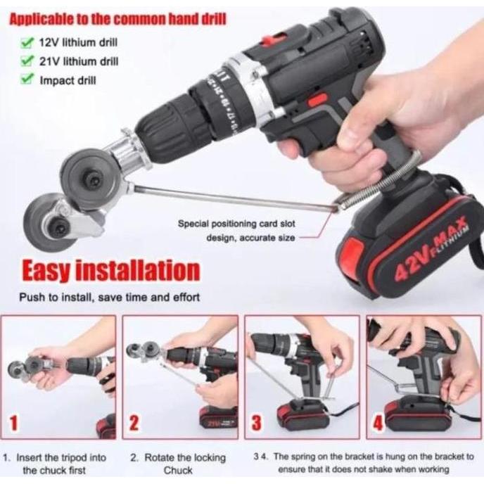 Adaptor Bor Gergaji/Gunting Potong Plat Seng Spandek Lembaran Pipa