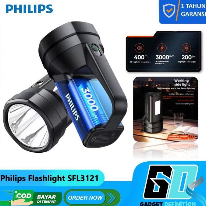 Bargoyer - Philips Lampu Senter LED Multifungsi SFL3121 Senter Gunung Senter Jumbo dengan lampu baca