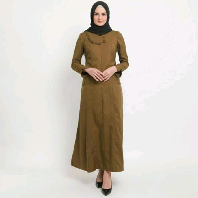 Murah Gamis Coklat Tua Wanita/ Gamis Kerja Wanita Coklat Tua/ Gamis Kheki Wanita Coklat Tua Baju Mus