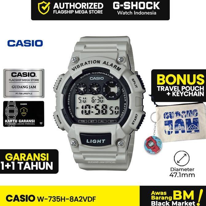 Casio General W-735H-8A2VDF | Jam Tangan Pria Cowok | Digital | Anti Air | Original | Casio Watches 