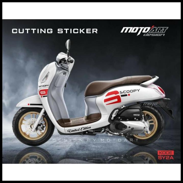 GRATIS ONGKIR CUTTING STICKER STRIPING SCOOPY PUTIH 2017-2022 LIMITED EDITION MERAH 