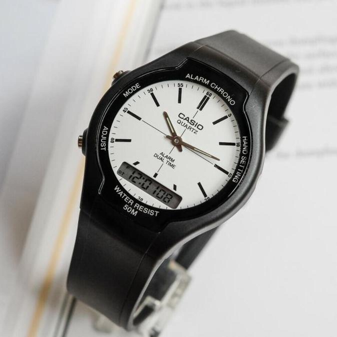 CASIO AW-90H-7EVDF Jam Tangan Unisex Karet Double Time AW90H AW-90H-7E AW 90H 7EVDF