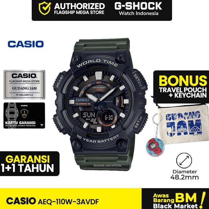 Casio General AEQ-110W-3AVDF AEQ-110W AEQ-110 AEQ110W AEQ 110W Jam Watches