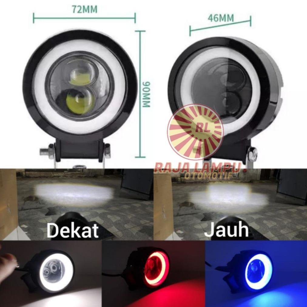Lampu tembak sorot Bulat LED 4D HI LOW 2LED CWL 2 mata lensa