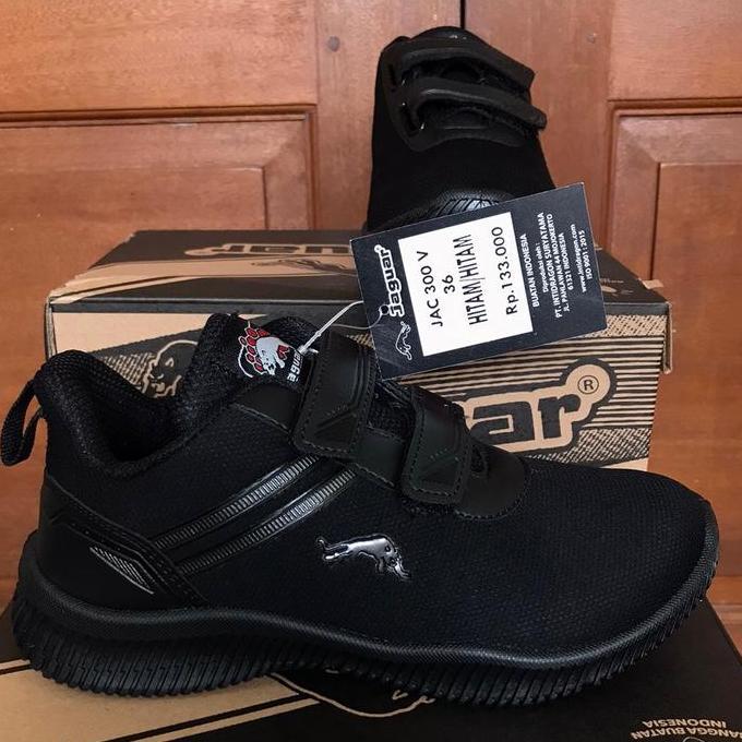 Sepatu Sneakers JAGUAR JAC 300 302 V HH Size 30 31 32 33 34 35 36 37 Sneaker Hitam Hitam Full Black 