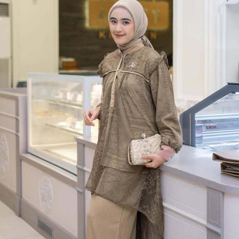 NEW ARRIVAL SETELAN ALESHA JUMBO OUTFIT KONDANGAN MEWAH // ONE SET PESTA ATASAN TUNIK KANCING KOMBIN