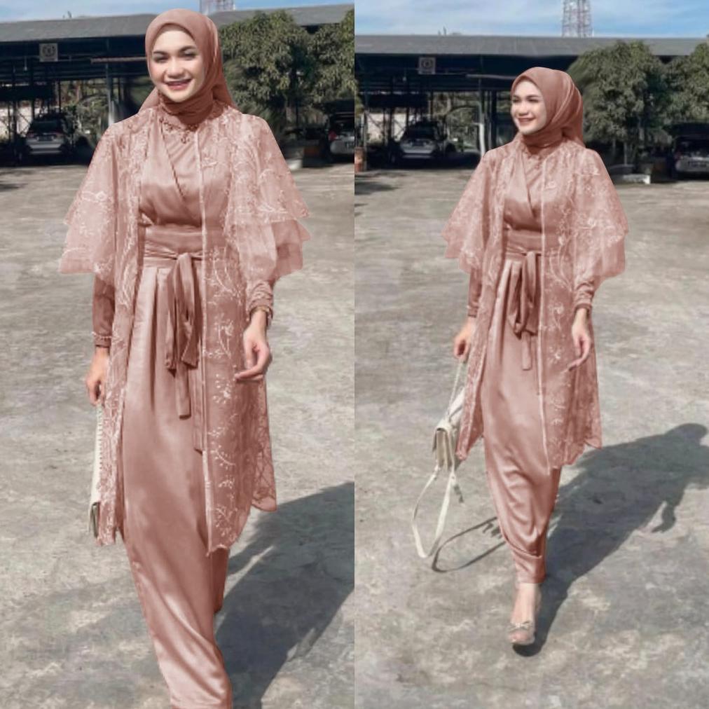 STOK TIPIS Felicio77 (lucianna) Gamis Brukat Set Outer Premium Oufit Seragam Lebaran