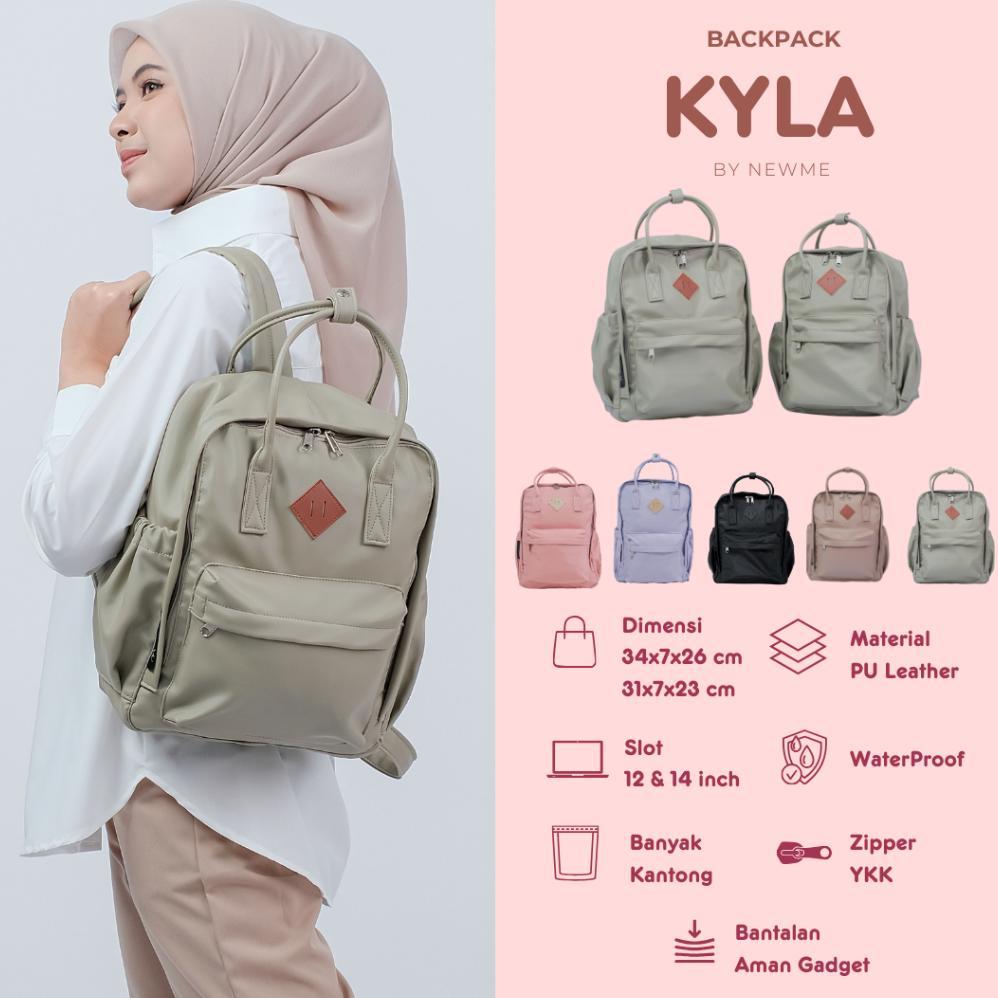 Backpack Kyla Tas Ransel Laptop Tablet 12/14 Inch, Waterproof, YKK, Tas Wanita, Tas Sekolah Cewek te