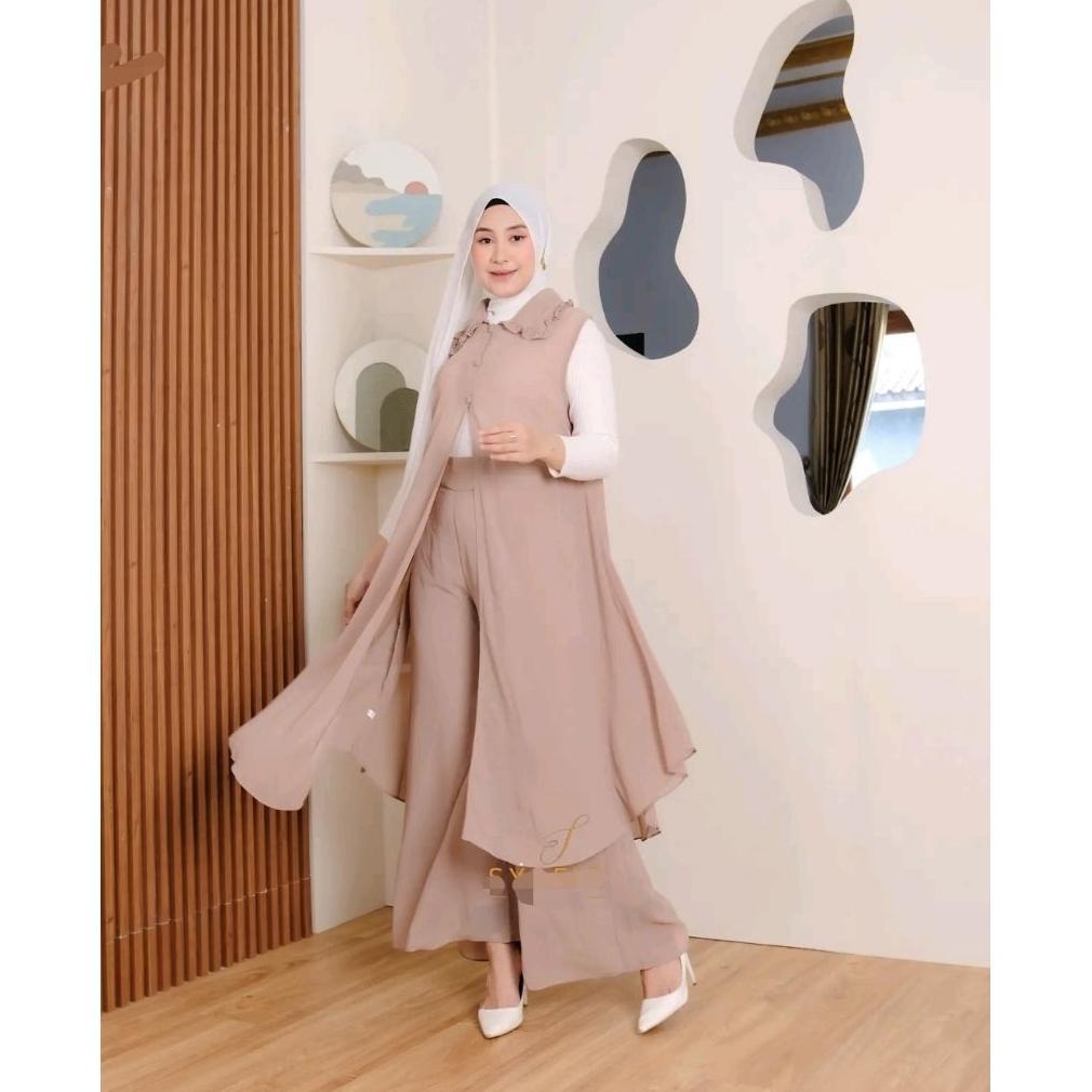 PROMO one set naura ceruty - setelan wanita kekinian - terbaru 2025 mahogany lebaran wanita - one se