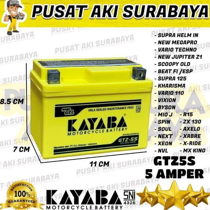 Promo PUSAT AKI SURABAYA ACCU KAYABA GTZ5S AKI KERING SIAP PAKAI 12V 5AH HONDA MATIC BEAT ECO BEAT F