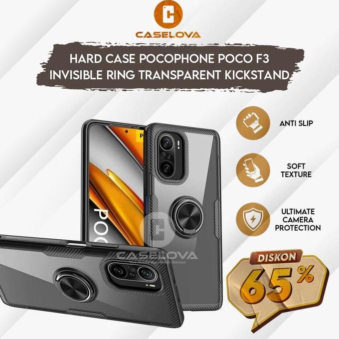 Case Pocophone POCO F3 Hardcase Invisible Ring Transparent Kickstand