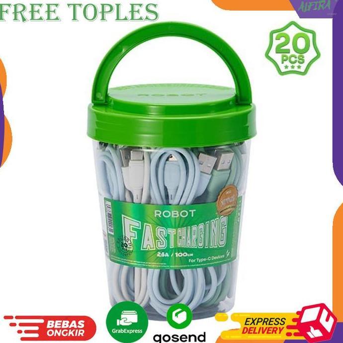 JUMALIFAST - KABEL DATA TIPE C / TYPE C USB ROBOT RBC1S 1 TOPLES 1M COLORFUL (1 TOPLES ISI 2PCS) BEL