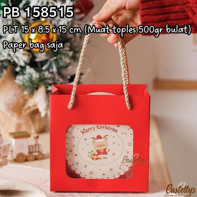 >>>>>] Paper Goodie Bag PB15815 Merah Hampers Kue Kering Hadiah Imlek Natal