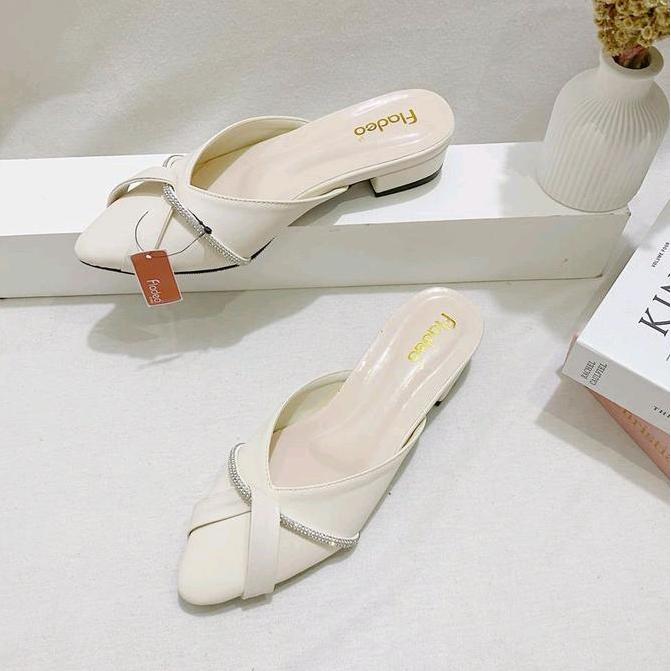 3rabanapusat - fladeo sandal heels wanita selop heels tali berkilau vanessa cantik sendal pesta shoe