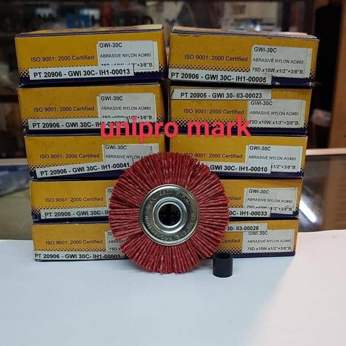 Miliki Sikat Piring Abrasive Nylon Wheel Brush Gwi-30 Red 75Mm-3 In