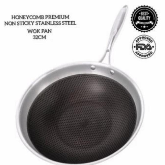 TERMURAH - VIERA TMS99~034 HONEYCOMB WOK 34 CM Wajan Stainless 304