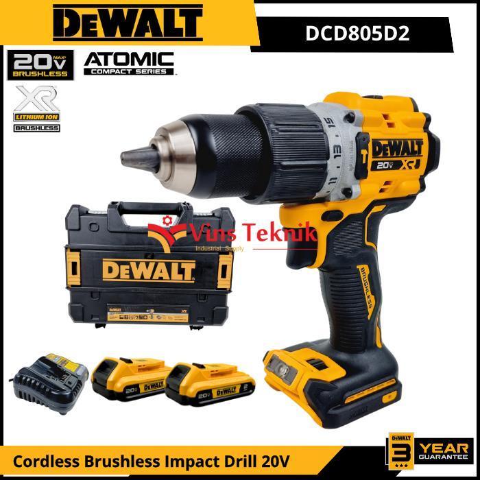 DEWALT DCD 805D2 Mesin Bor Baterai Cordless Brushless Impact Drill Hammer Drill 13MM 20V DCD805 DCD8