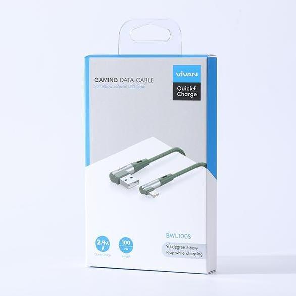 VIVAN Charger iPhone Lightning Kabel Data Gaming 90 Elbow BWL100S 2.4A