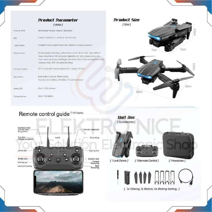 Promo 1.1 Drone E99Pro Dual Camera  Video Ultra Hd   Baterai 1800Mah Bergaransi Original