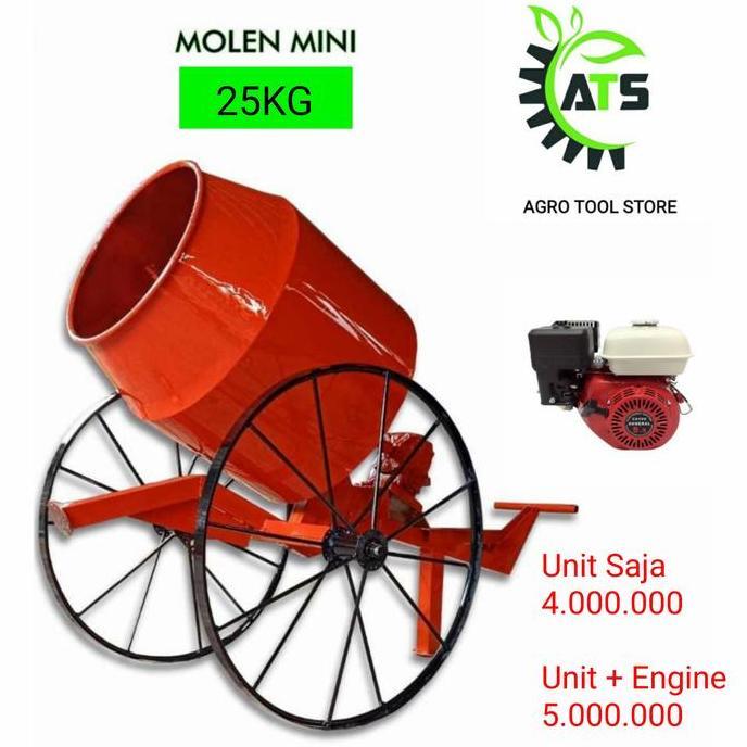 TERBARU - Mesin Molen Mini Pengaduk Semen 25kg Kilogram Penggiling Cor 25 kg
